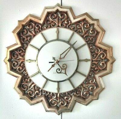 Vintage Mid Century Modern Seth Thomas Starburst Wall Clock MCM 17quot; For Repair $89.00