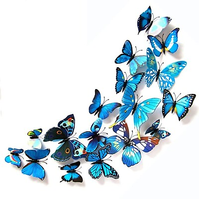 #ad 12Pcs New 3D Butterfly Wall Stickers Glowing Bedroom DIY Home Decor Night light $17.09