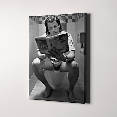 #ad John Travolta Toilet Scene Pulp Fiction Funny Bathroom Canvas Wall Art Print $59.00