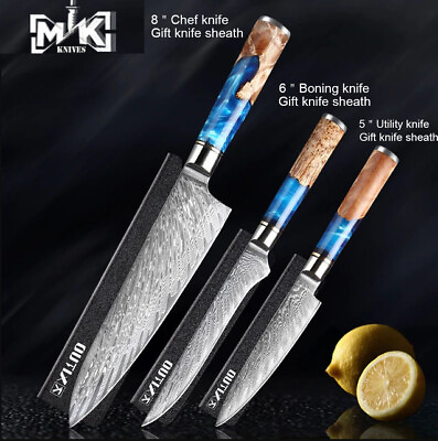 #ad New Kitchen Knives Set Damascus Steel VG10 Chef Knife Paring Bread Knife AU $328.28