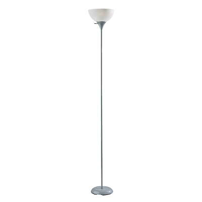 #ad 71quot; Floor Lamp w Shade Silver Plastic Modern Home Office Any Room NO Bulb $28.79