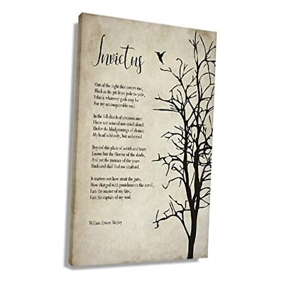 #ad Poem Wall art Framed Canvas Inspirational Quotes Poster Framde 12x18 Invictus $49.41