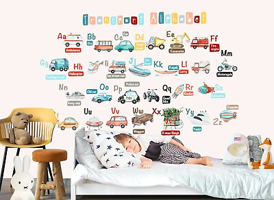 #ad Transport Alphabet Learning ABC Enlighten Truck Nursery Decals Wall Stickers AU $86.50