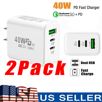 #ad Dual PD 40W Fast Wall Charger Power Adapter For iPhone 15 Pro Max 14 13 Plus US $6.29