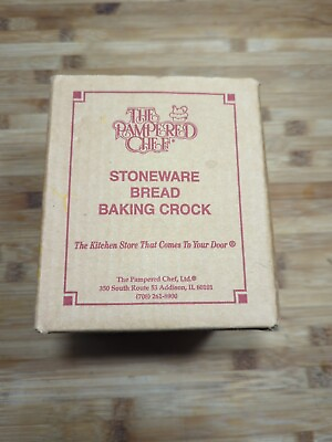 #ad Pampered Chef Family Heritage 6quot; Bread Baking Crock Stoneware USA Box Manual VTG $13.99