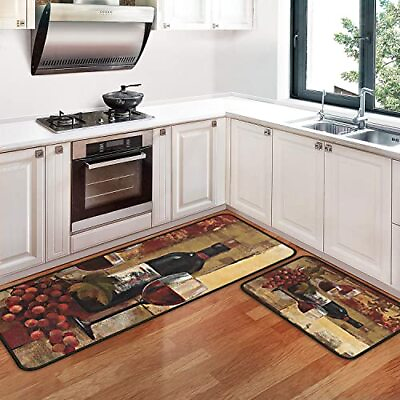 #ad Wine Kitchen Rugs and Mats 2 PCS Non Skid Washable Absorbent Microfiber Mat f... $43.62