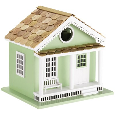 #ad NEW OUTDOOR HAND MADE BIRDHOUSE BIRD COTTAGE PERCH GREEN LAKE HOUSE $34.95