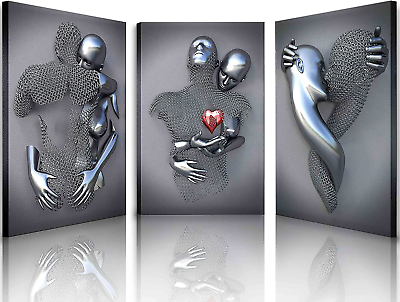 #ad Framed Wall Art for Bedroom 3D Metal Effect Love Heart Couple Wall Art Decor for $51.20
