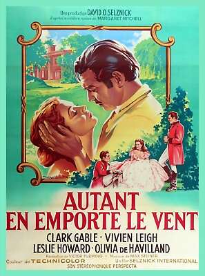 #ad 11551.Decor Poster.Room wall home art design.Gone with the Wind movie.French $19.00