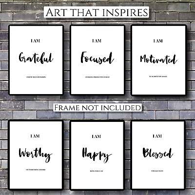 #ad #ad ❀ 6PC Inspirational Affirmation Wall Art Quotes Home amp; Office Modern Decor Set $22.00