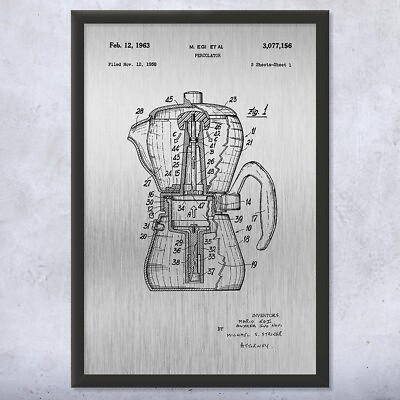#ad Framed Coffee Percolator Wall Art Print Kitchen Decor Coffee Shop Art $119.95
