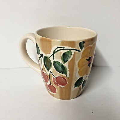 #ad Gibson Hand Painted Everyday Big Coffee Mug Cherries amp; Flower Design 5quot; $9.99