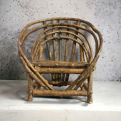 #ad 6quot; Wide Wooden Bent Willow Chair Twig Garden Rustic for Medium Size Bear Doll $64.99