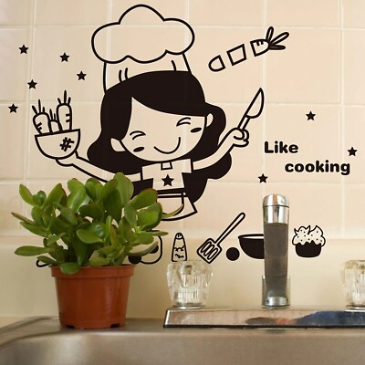 #ad #ad Kitchen Cook Wall Sticker Art Cabinet Door Wall Removable House Decoration $11.95
