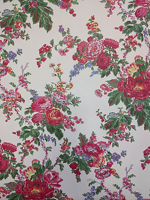 #ad Vintage Wallpaper Floral Botanical Victorian Pink Yellow Violet by Motif $49.00