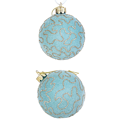 #ad SET OF 2 Turquoise Globe Ornaments Glass Bauble Ornaments Christmas Decor 3.15quot; $15.95