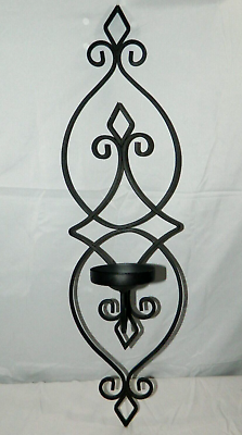 #ad Iron Scrollwork Wall Sconce For Pillar Candle 28.5quot; Height Large Wall Decor $25.00