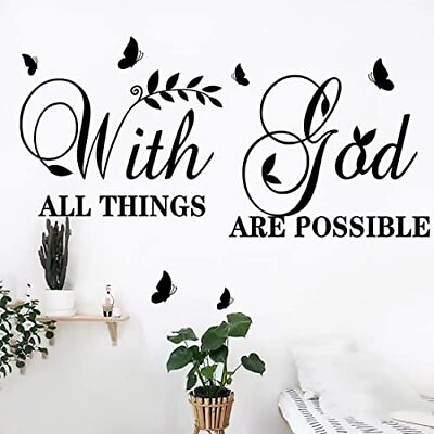 #ad with God All Things are Possible Wall Stickers Inspirational Wall Decal Vinyl $17.40