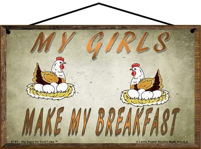 #ad #ad Chicken Sign My Girls Make My Breakfast Vtg Style Hen Farm Country Kitchen Decor $19.99