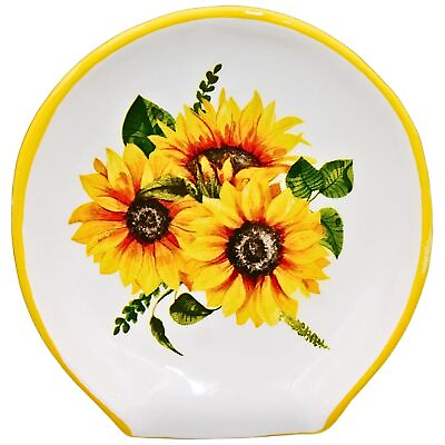 #ad Sunflower Kitchen Decor Sunflower Spoon Rest Ceramic Spoon Rest for Stove T... $23.47