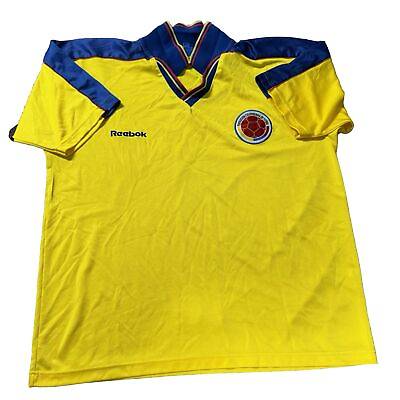 #ad Reebok Colombia Men Soccer Jersey Home Soccer Shirt Yellow Size XL 1998 1999 $120.00