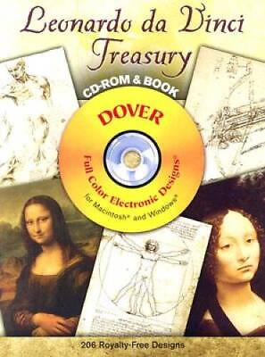 #ad Leonardo da Vinci Treasury CD ROM and Book Dover Electronic Clip Art GOOD $6.53