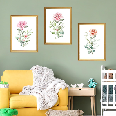 #ad 3D Floral Wall Decals for Living Room OfficeVinyl Flowers Wall Stickers Rem... $16.99