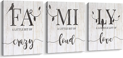 #ad Decorative Farmhouse Home Wall Decor Set of 3 Rustic Family Signs Wall Art wit $40.81