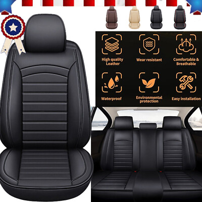 #ad For Pontiac PU Leather Car Seat Covers Cushions Full Set 2pcs Front Rear Decor $90.22