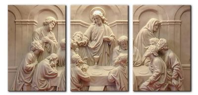 #ad 3 Pieces Canvas Wall Art Picture The Last Supper Sculpture Style Paintings $24.99