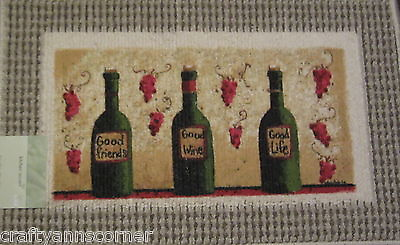 #ad Kitchen Mat Rug 18 x 30 Good Friends Wine Life Grapes 3 Wine Bottles $16.99
