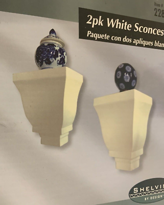 #ad White Sconce Wall Shelf Pair New Sealed 6.875quot; x 6.5quot; x4quot; Shelving by Design $11.20