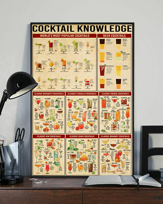 #ad Cocktail Knowledge Home Decor Wall Art Poster $16.95