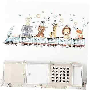 #ad Wall Stickers for Baby Room Cartoon Animal Train Theme Decals Animal Trains $18.79