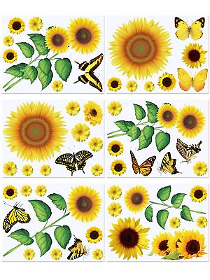 #ad Large Sunflower Wall Stickers 53 PCS Sunflower Daisy Decals for Wall Butterfly $17.95