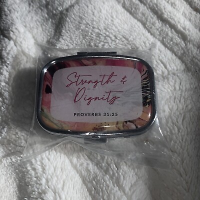 #ad New small metal pill box with inspirational saying $14.00