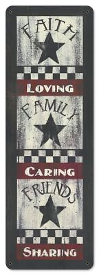 #ad FAMILY FAITH FRIENDS 24quot; HEAVY DUTY USA MADE METAL COUNTRY STYLE HOME DECOR SIGN $90.00