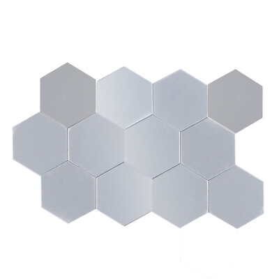 #ad #ad 12Pcs Hexagon Mirror Wall Tiles Stickers Modern Silver Decoration $8.92
