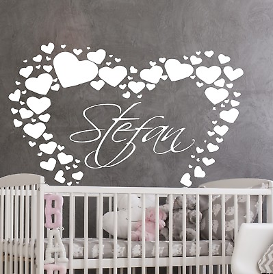 #ad Baby Wall Decal Name Girl Vinyl Sticker Love Hearts Nursery Decor Art KI123 $74.99