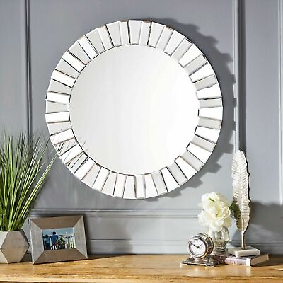 Modern Glam Beveled Circular Wall Mounted Mirror $69.99