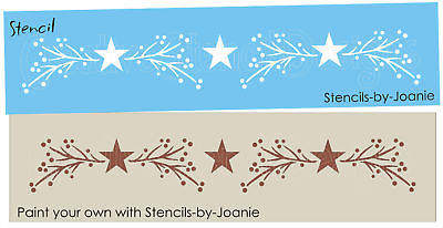 #ad #ad Stencil Twig Branches Pip Berries Star Country Border Wall Art DIY Signs Joanie $14.95