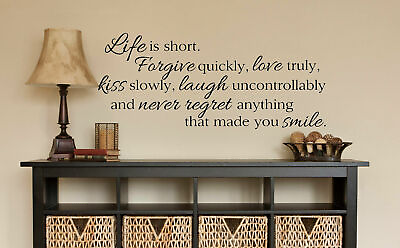LIFE IS SHORT Wall Art Decal Quote Words Lettering Decor Sticker DIY $8.31