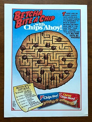 #ad 1987 Chips Ahoy Cookies quot;Betcha Bite A Chipquot; Vintage Print Ad Poster Pop Decor $14.99