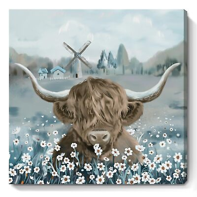 #ad Highland Cow Canvas Wall Art for Living Room Rustic Countryside Farmhouse Lan... $63.14