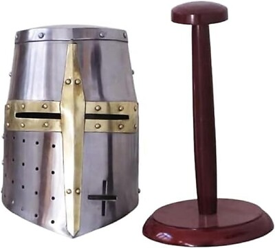 #ad #ad Medieval Templar Crusader Knight Armor Helmet Size One Rustic Vintage Home Decor $72.64