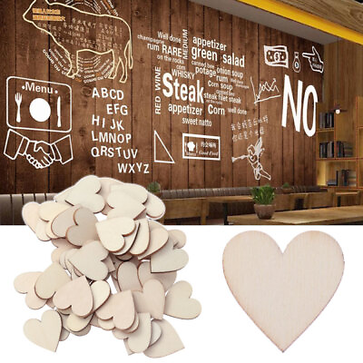 #ad 50 Wooden Heart Cutouts for Rustic Decoration 25mm $7.39