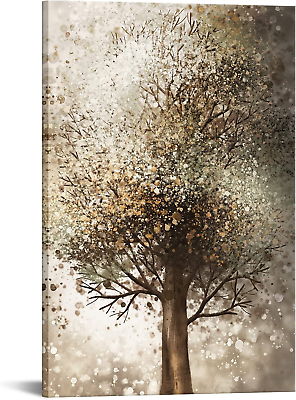 #ad #ad Abstract Tree Canvas Wall Art Vintage Brown Tree Painting Picture Auntumn Landsc $112.99