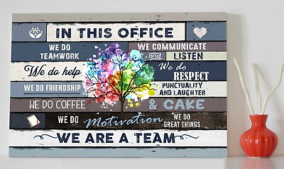 #ad #ad Office Rules Canvas Print Office Decor Work hard Smart Risks Teamwork Wall Art $64.99