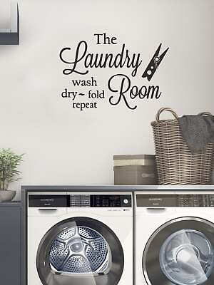 Slogan Graphic Wall Sticker Laundry Room Art Wall Stickers Vinyl Removable $5.42