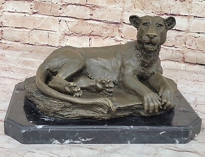 #ad ART DECO LARGE BRONZE CHEETAH STATUE BIG CAT FELINE PANTHER LION JAGUAR $499.00